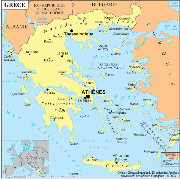 Carte géographique de la Grèce