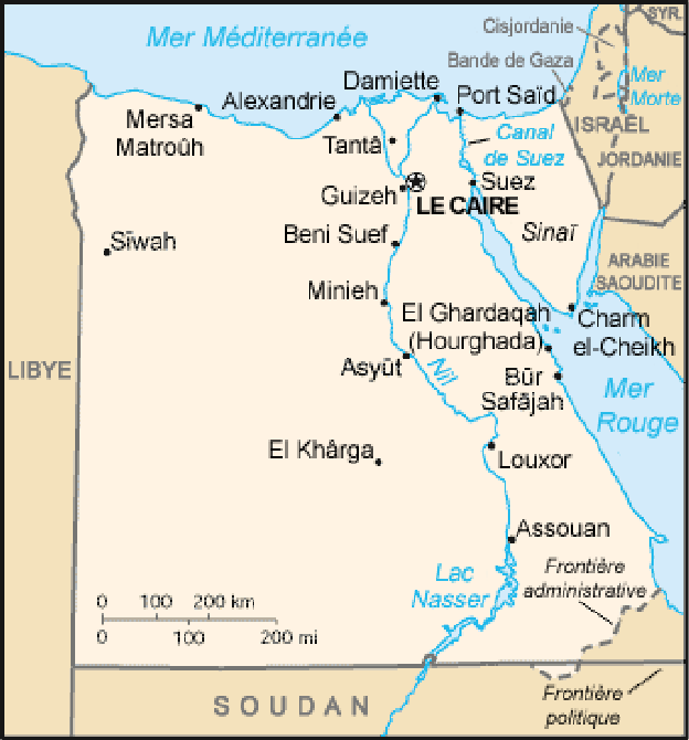 Carte de l'Égypte