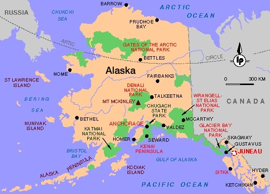 Carte géographique de l'Alaska