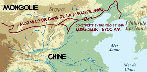 Plan géographique de la Grande Muraille de Chine