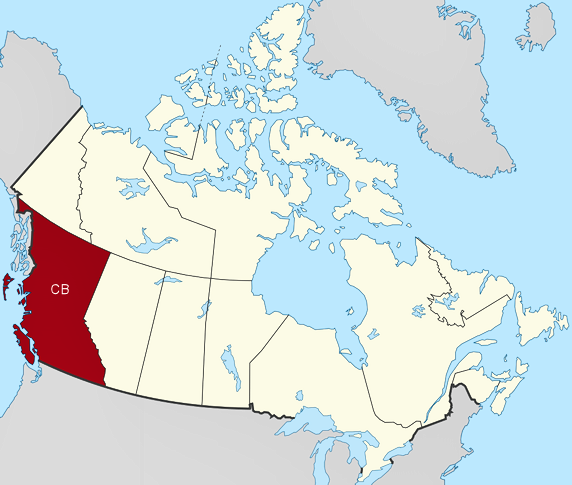 Carte de la côte ouest canadienne