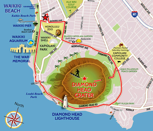 Carte géographique d'Honolulu