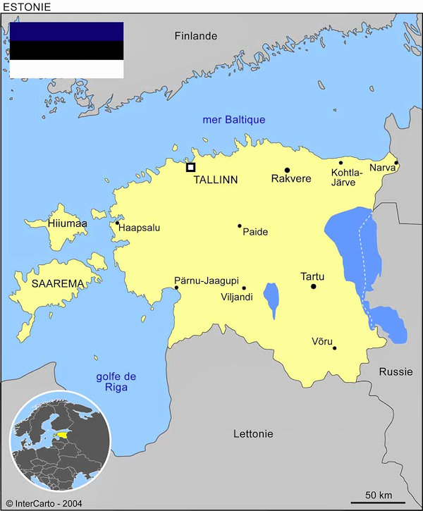 Carte géographique de l'Estonie