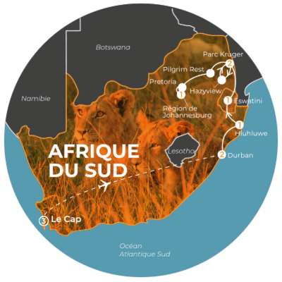 Itinéraire Afrique du Sud 880x847