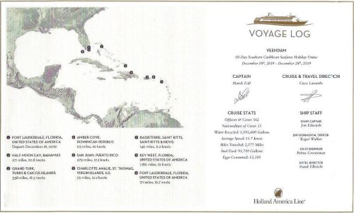 Voyage log - MS Veendam - 2019-12